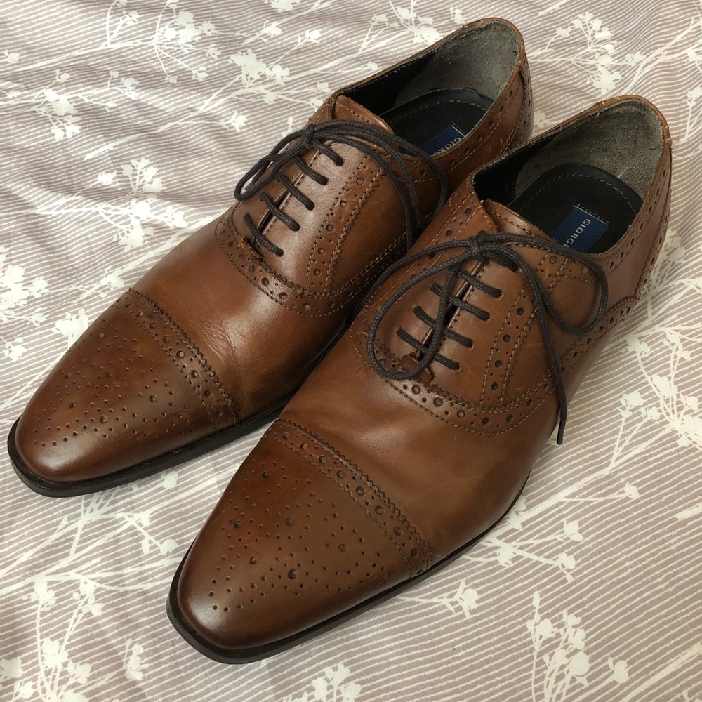 Giorgio Brutini Brown Leather Cap Toe Oxfords